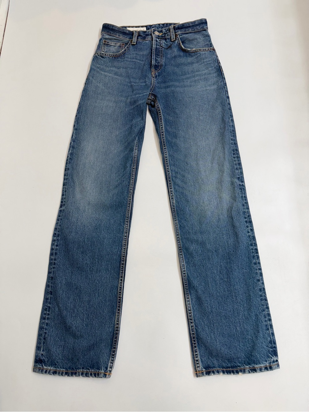 ZARA Straight Fit Jeans NWT Women’s US 2 EU 34 Mid Rise Button Fly 100% Cotton